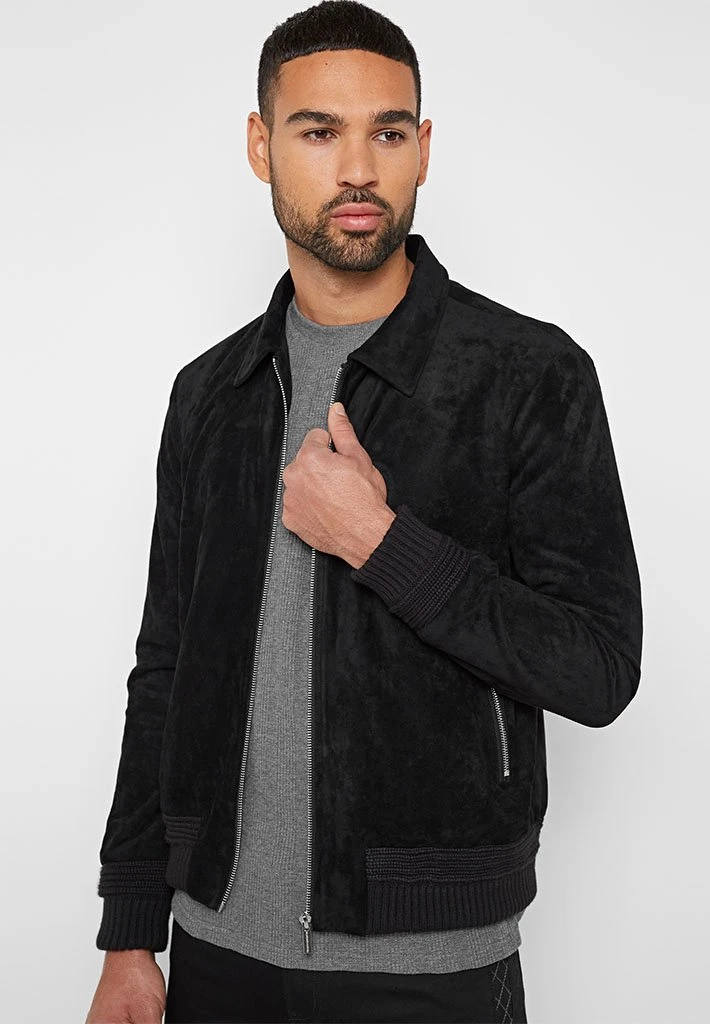 Download Premium Suede Harrington Jacket - Black in 2020