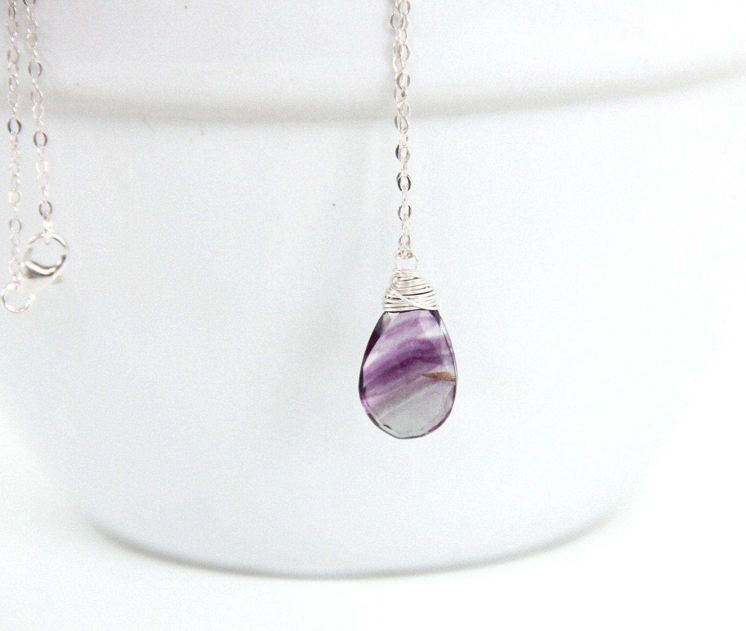 Rainbow Fluorite Oval Necklace