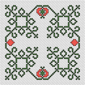 Biscornu Cross Stitch Design With Decorative Elements In Two Colors It Can Also Be Used Biscornu Cross Stitch Cross Stitch Projects Ideas Cross Stitch Patterns