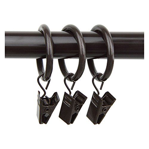 Xin store 40-pack Black Matte Metal Curtain Rings with Clips 1