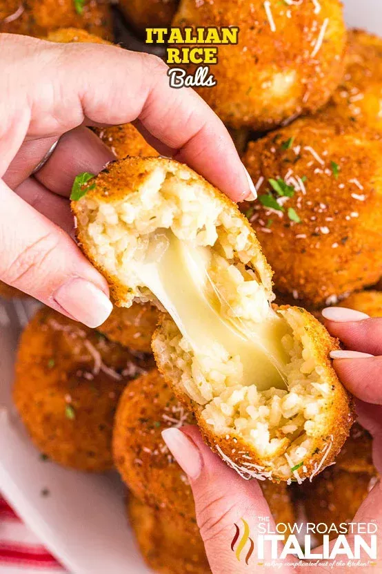These Italian rice balls are fried to perfection with a melty, mozzarella center. Enjoy the flavor of fresh herbs and Parmesan in every bite!