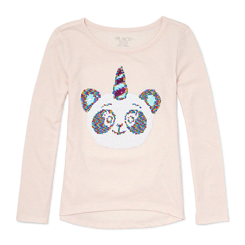 The Childrens Place Girls Big Long Sleeve Flip Sequin Top