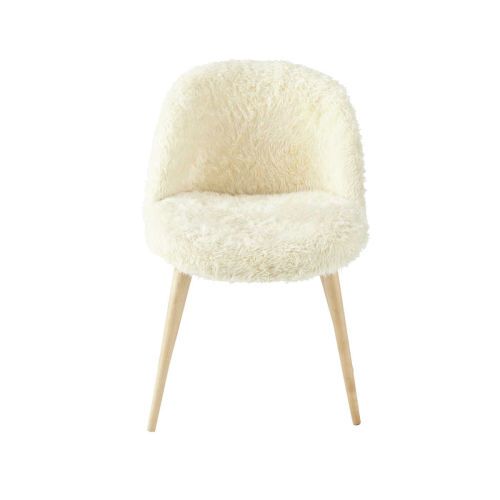 Chaise Fourrure Blanche Nael Atmosphera Fourrure Blanche Chaises Blanches Chaise