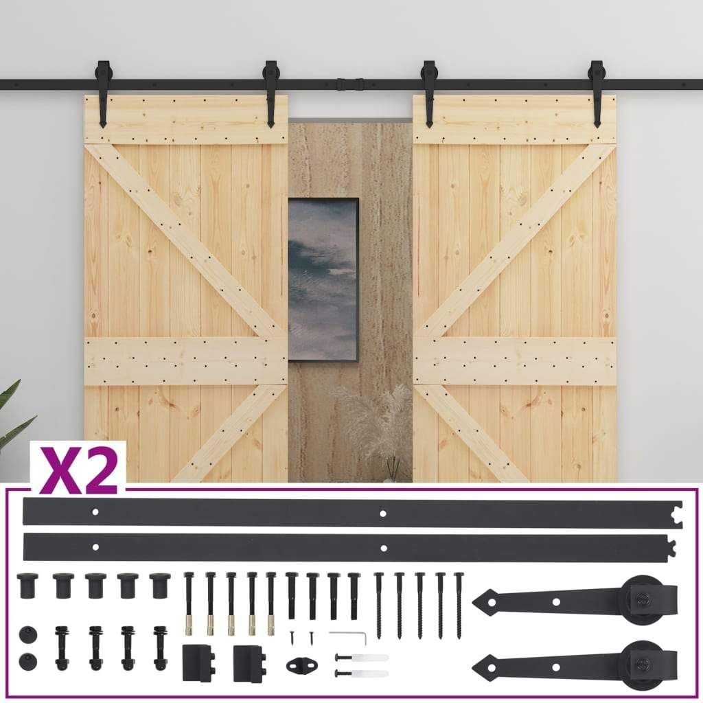 Sliding door with fittings 90×210 cm solid pine wood