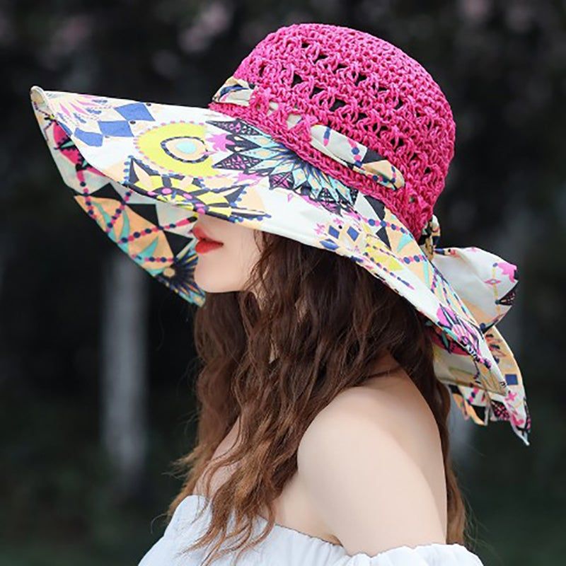 Summer Women Bowknot Ted Straw Beach Travel Sun Cap Summer Women Bowknot Ted Straw Beach Travel Sun Cap
