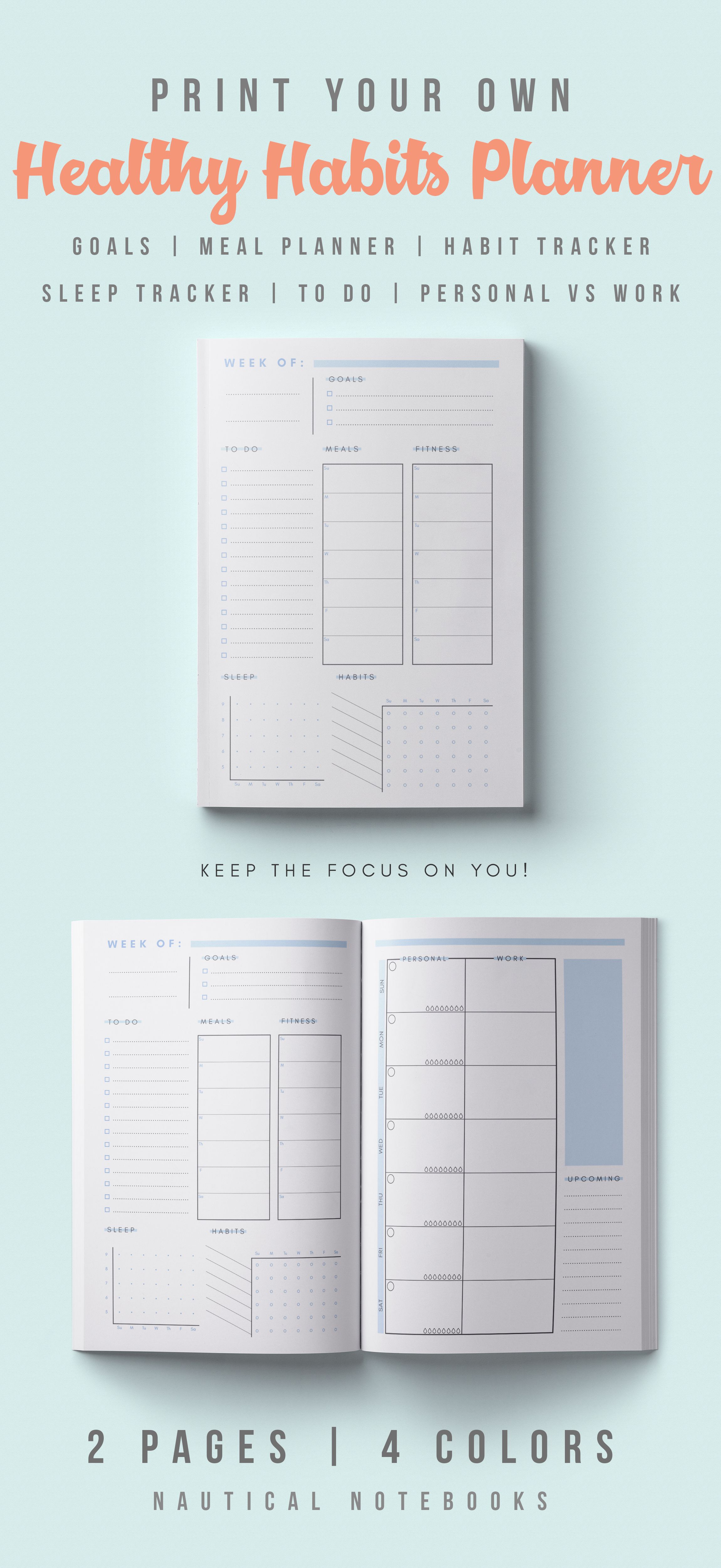 self care planner inserts bullet journal template with routine personal health journal template