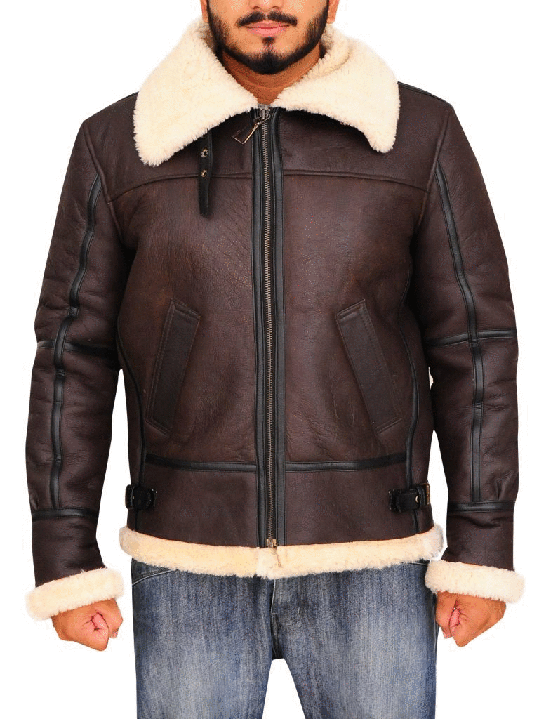 Ennovative Selection Mens Real Leather Fleece-Lined Biker Jacket
