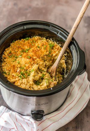 This Slow Cooker Broccoli Rice Casserole is our go-to holiday side dish ...