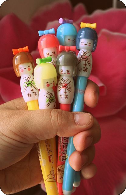 New pens :) | Cute stationery, Kokeshi dolls, Cute pens