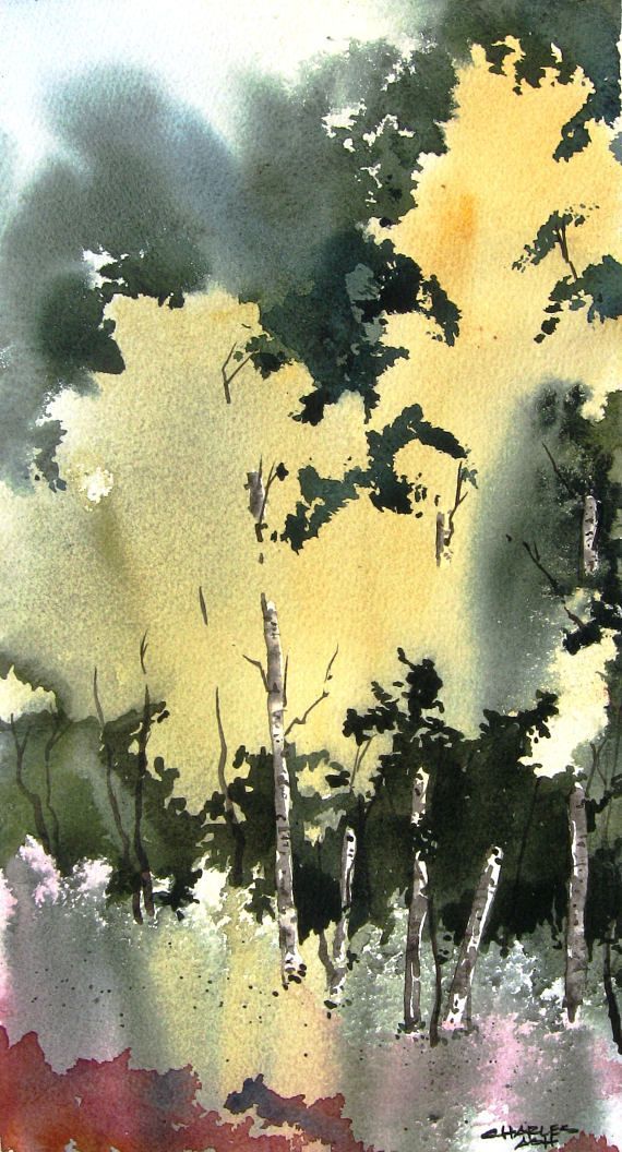 little aspen grove iii original watercolor painting art