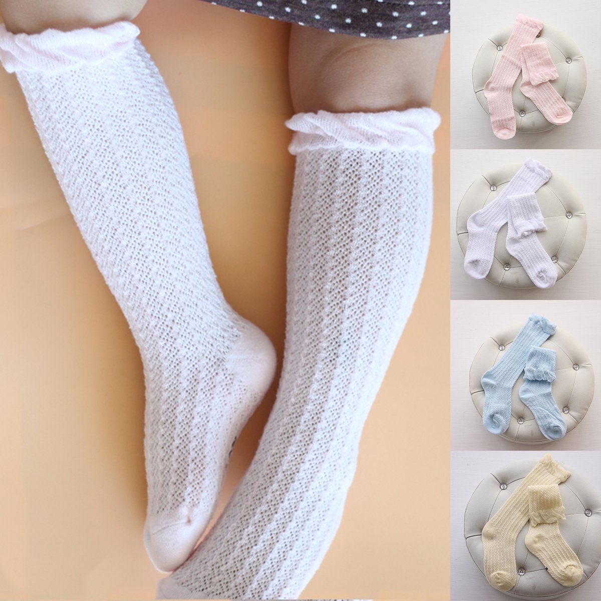 Baby Kids Toddlers Cute Non-slip Knee High Socks Tights Leg Warmer Stockings