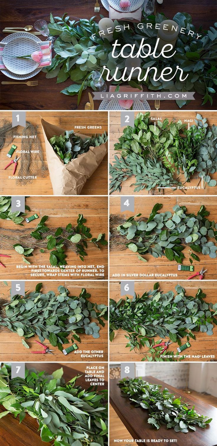 DIY How to make a Fresh Greenery Table Runner - perfect for your wedding table & for an summer/outdoor/greenery wedding! #greenerywedding #diywedding Wedding 50, Floral Wedding, Rustic Wedding, Wedding Flowers, Dream Wedding, Spring Wedding, Trendy Wedding, Diy Wedding Greenery, Wedding Tables
