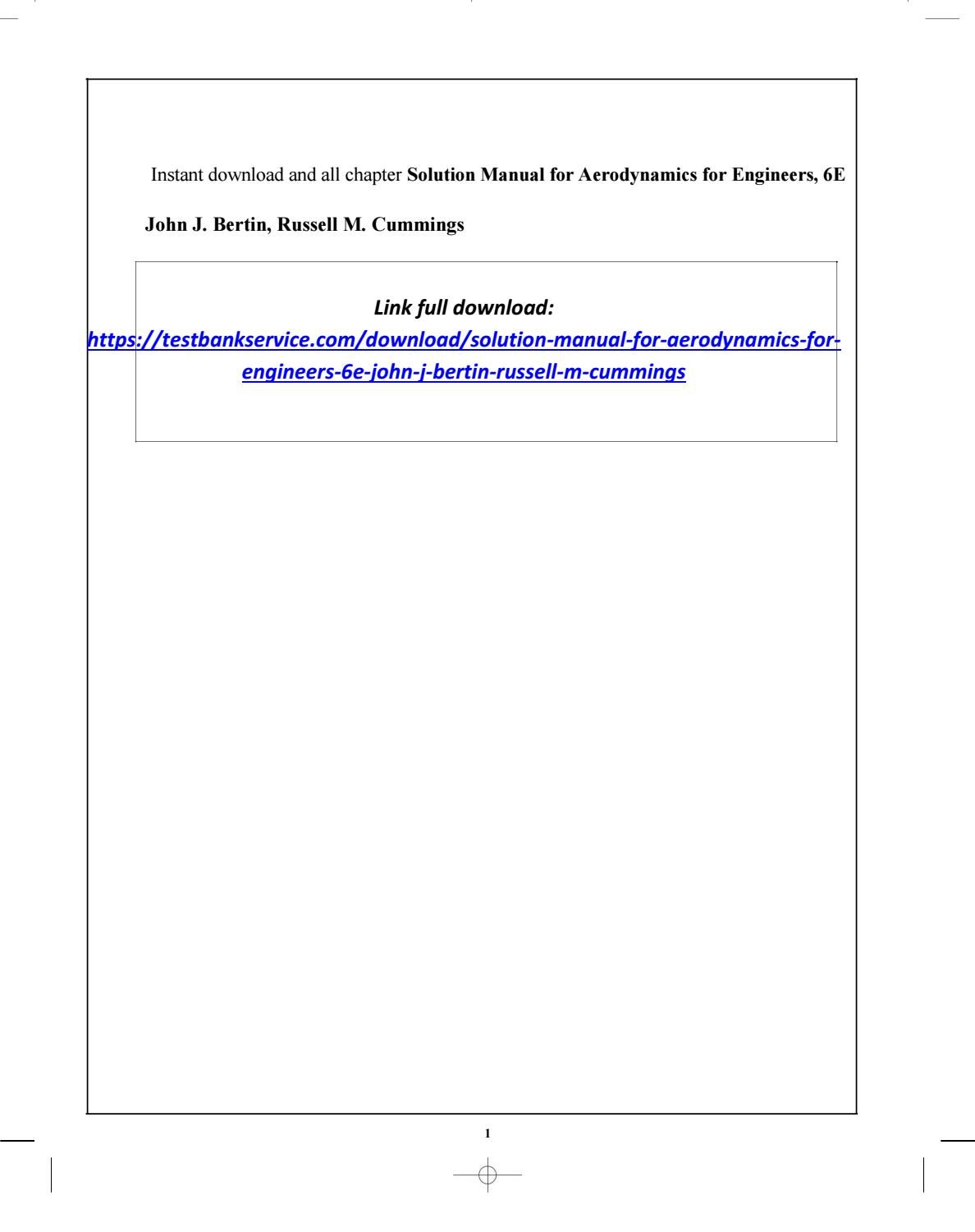 Download Aerodynamics For Engineers 6e John J Bertin Solution Manual Solutions Aerodynamics Manual