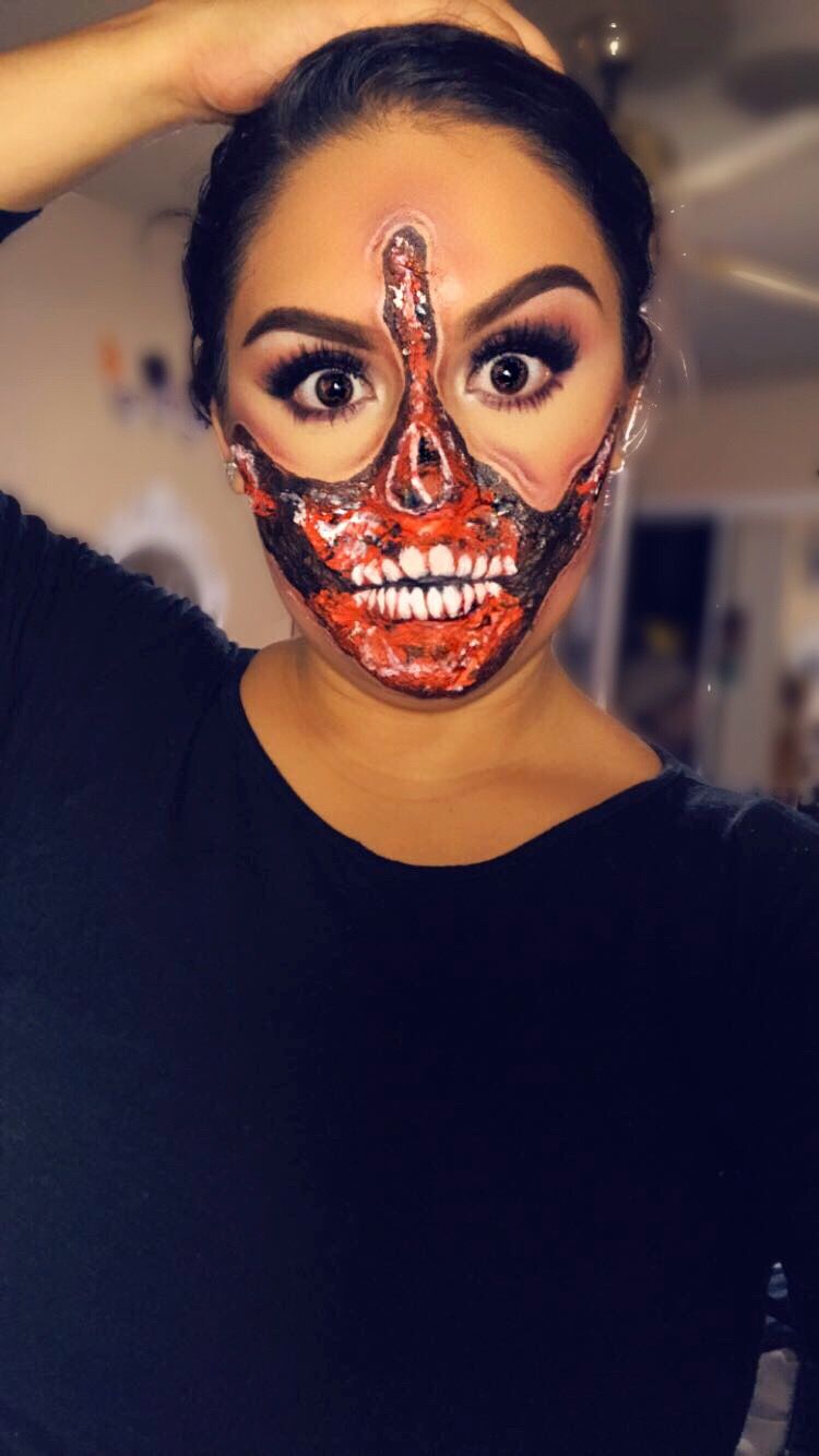 Special effects makeup for a Halloween costume by Gabriela Meza (for