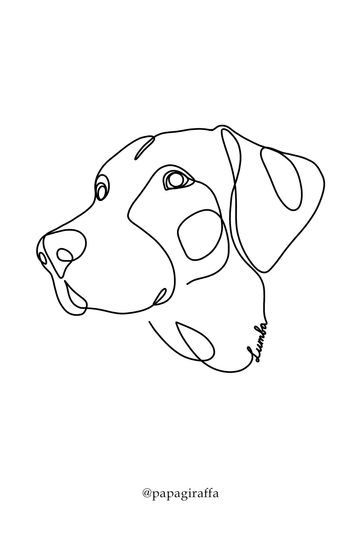 Commission Dog Portrait Tattoo Design | Pet Line Art