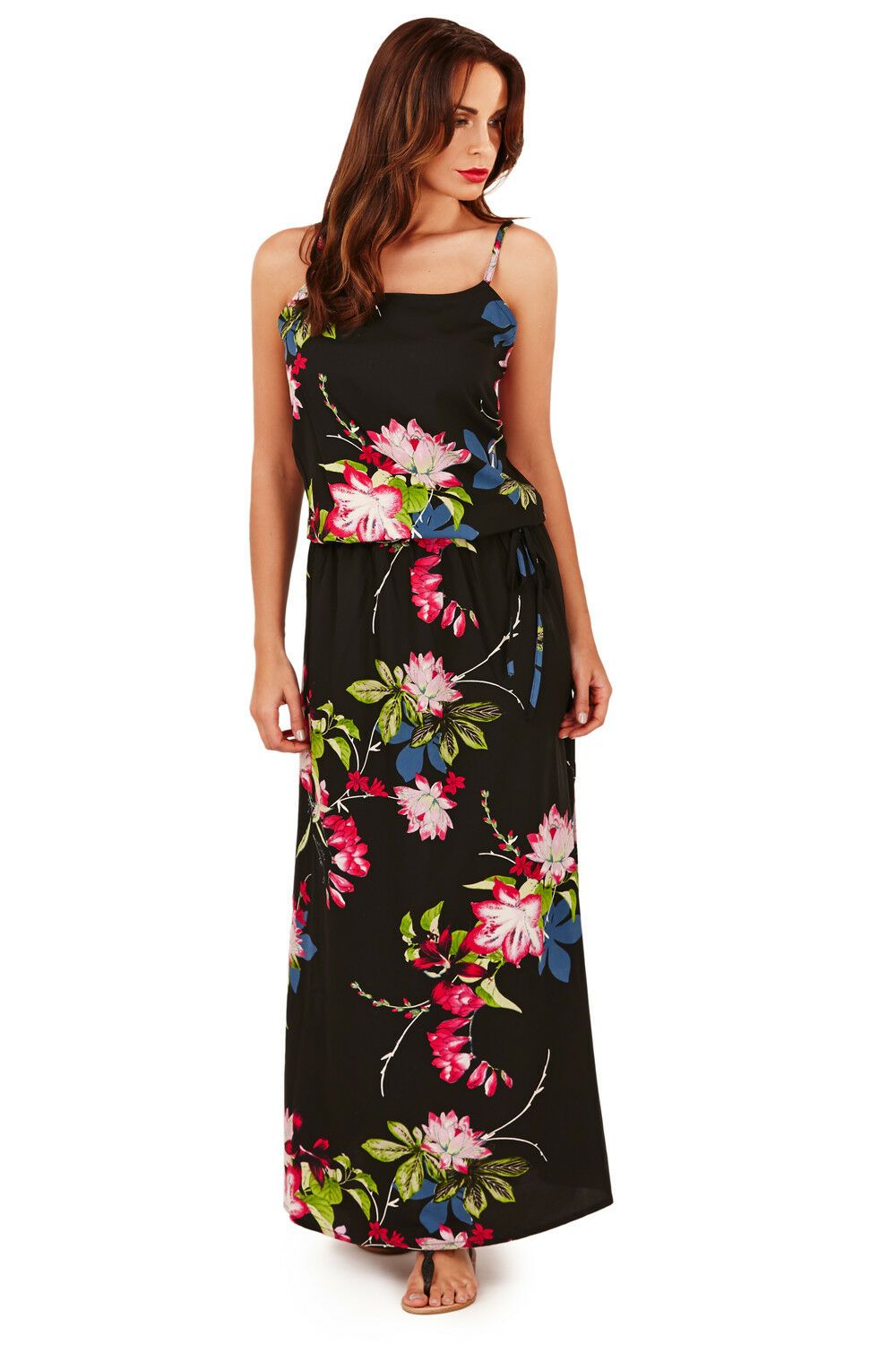 Pistachio Diseñador Mujer Floral Largo para Verano Tiras Vestido de Noche - Ve...
