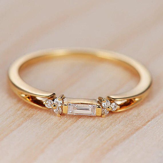 Baguette Diamant Ehering Frauen Cluster Ring Antik einzigartige Versprechen zier...