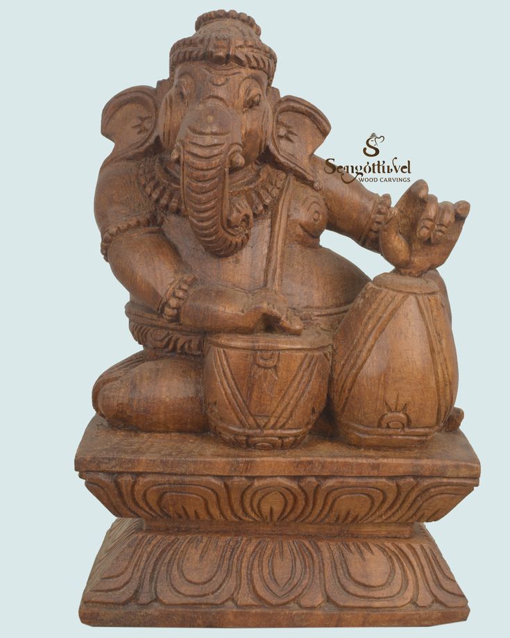 Lord Ganesh one who Remover of obstacles,made by selective best quality long lasting country wood vaagai.fully Handcarved,Holding Tabla His Hand. Chinese Buddha, Wooden Statues, Ganesh, Handmade Wooden, Creative Art, Buddha Statue, Hand Carved, Lion Sculpture, Lord