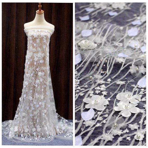 Ivoire Floral Tulle dentelle mariage ivoire brodé dentelle par yard Ivoire Floral Tulle dentelle mariage ivoire brodé dentelle par yard