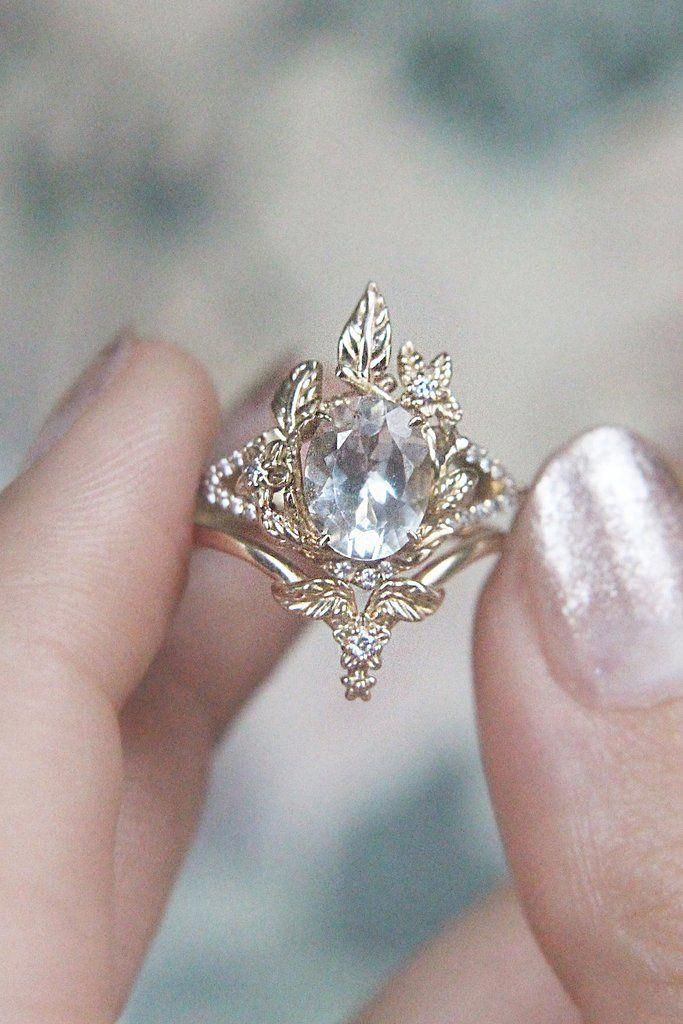 Unique Blue Diamond Engagement Ring Rose Gold Engagement Ring