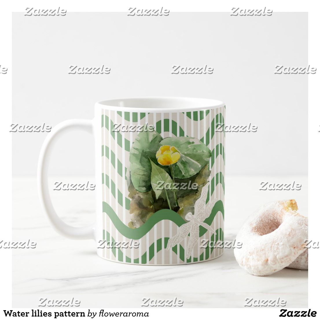 Water lilies pattern coffee mug #mug #TallMugs #TravelMug#Zazzle#ZazzleMade Lily Pattern, Watercolor Leaves, Water Lily, Lilies, Photo Mugs, Print On Demand, Funny Jokes, Create Your Own, Coffee Mugs