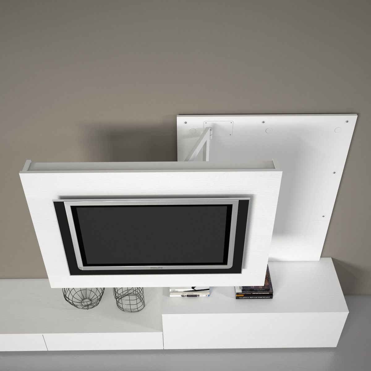 Tavolino porta TV rialzato con Piano orientabile Silver
