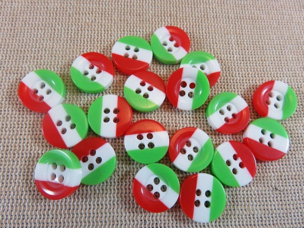 Mercerie lot de 5 Boutons plastique rouge et rose 12mm button