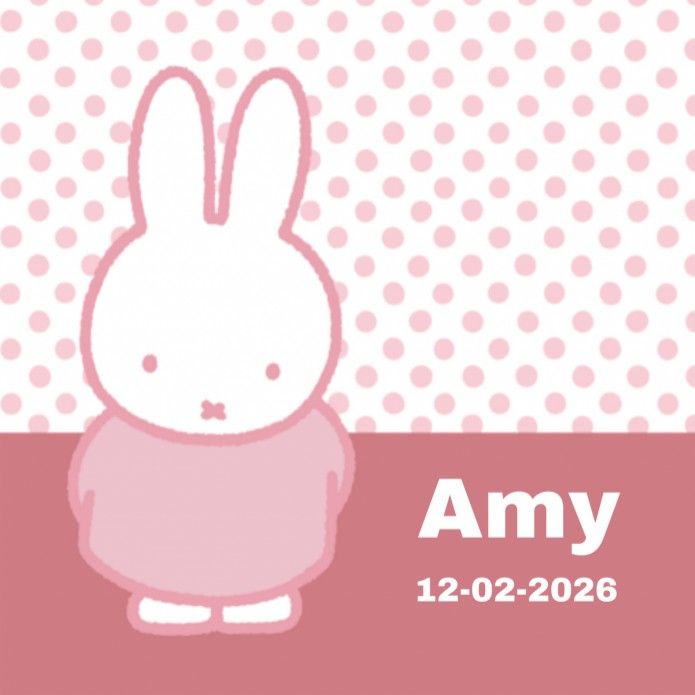 Een geboortekaartje met nijntje? Op dit babykaartje staat het bekende konijntje nijntje in een roze jurkje. Lief! Door alle roze tinten heeft dit kaartje een lieve uitstraling. De achtergrond heeft een behang van roze stippen. Aan de rechterkant van nijntje is er plaats voor de naam en geboortedatum van jouw baby. #geboortekaartje #geboorte #baby #lief # meisje #roze #nijntje #dickbruna #stipjes Van Dick, Hello Kitty, Fictional Characters, Fantasy Characters