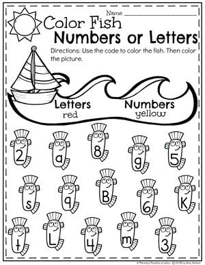 summer preschool worksheets number or letter sorting