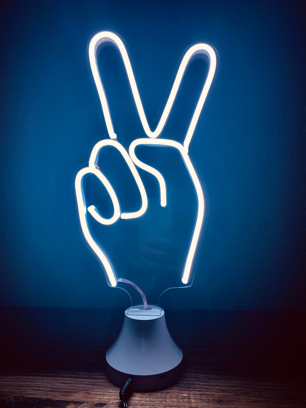 pic Neon Blue Aesthetic Peace Sign hand peace sign custom neon led sign