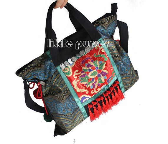 Hand Made bag Embroidery Tote BagObliquely across the bagCasual bagsFashion bagTravel packageDual-purpose bagShop tote bagWomen bag