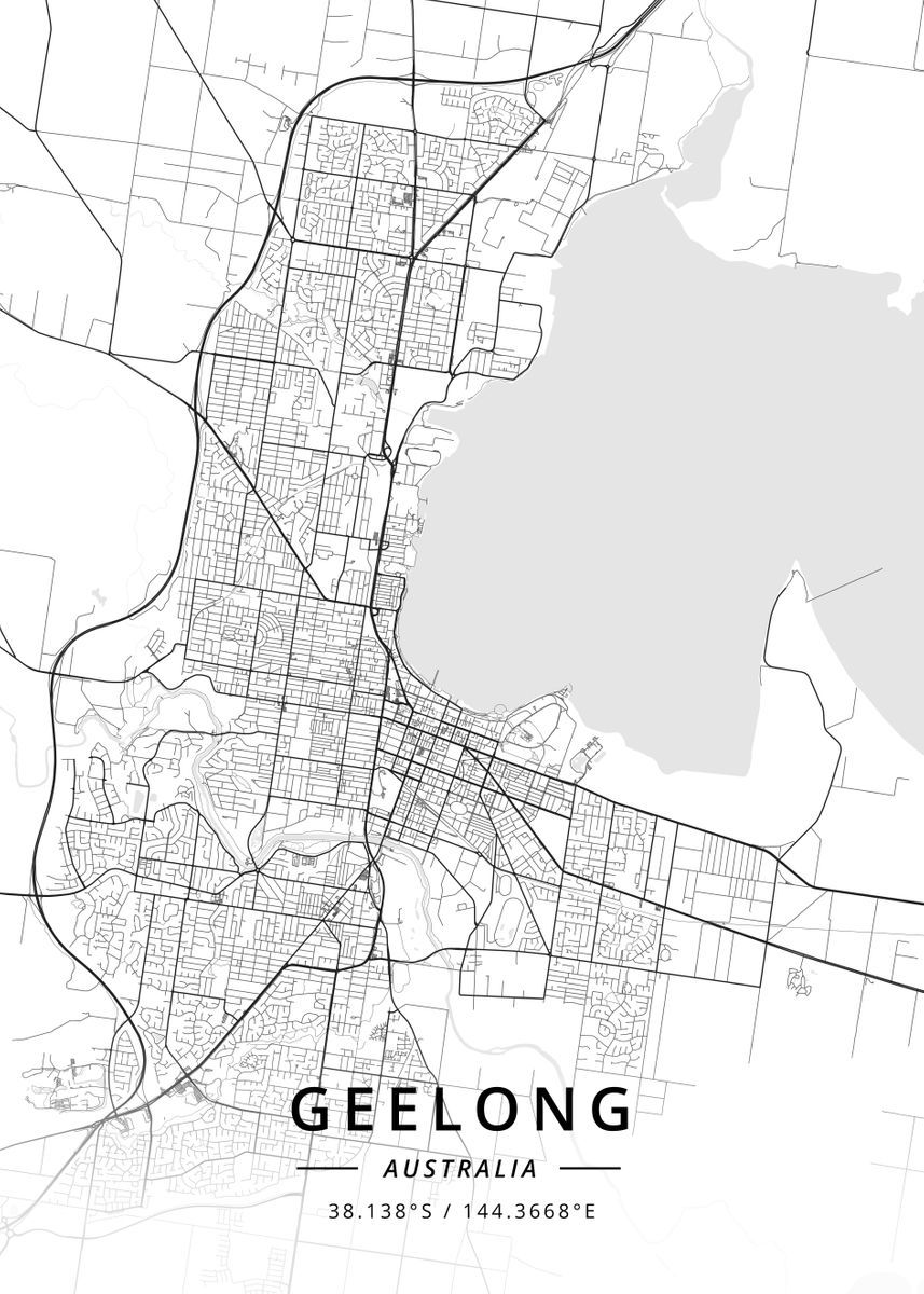 Geelong, Australia Map Art Print, Print Artist, Poster Prints, Art Prints, Geelong, Cool Artwork, Australia, Beautiful, Design