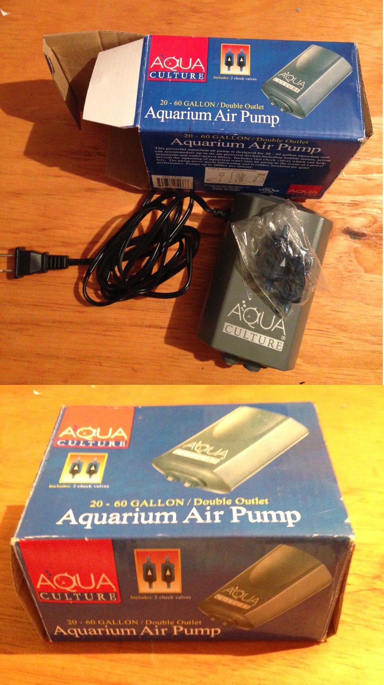 New Aquarium Air Pump Aqua Culture Double Outlet 20-60