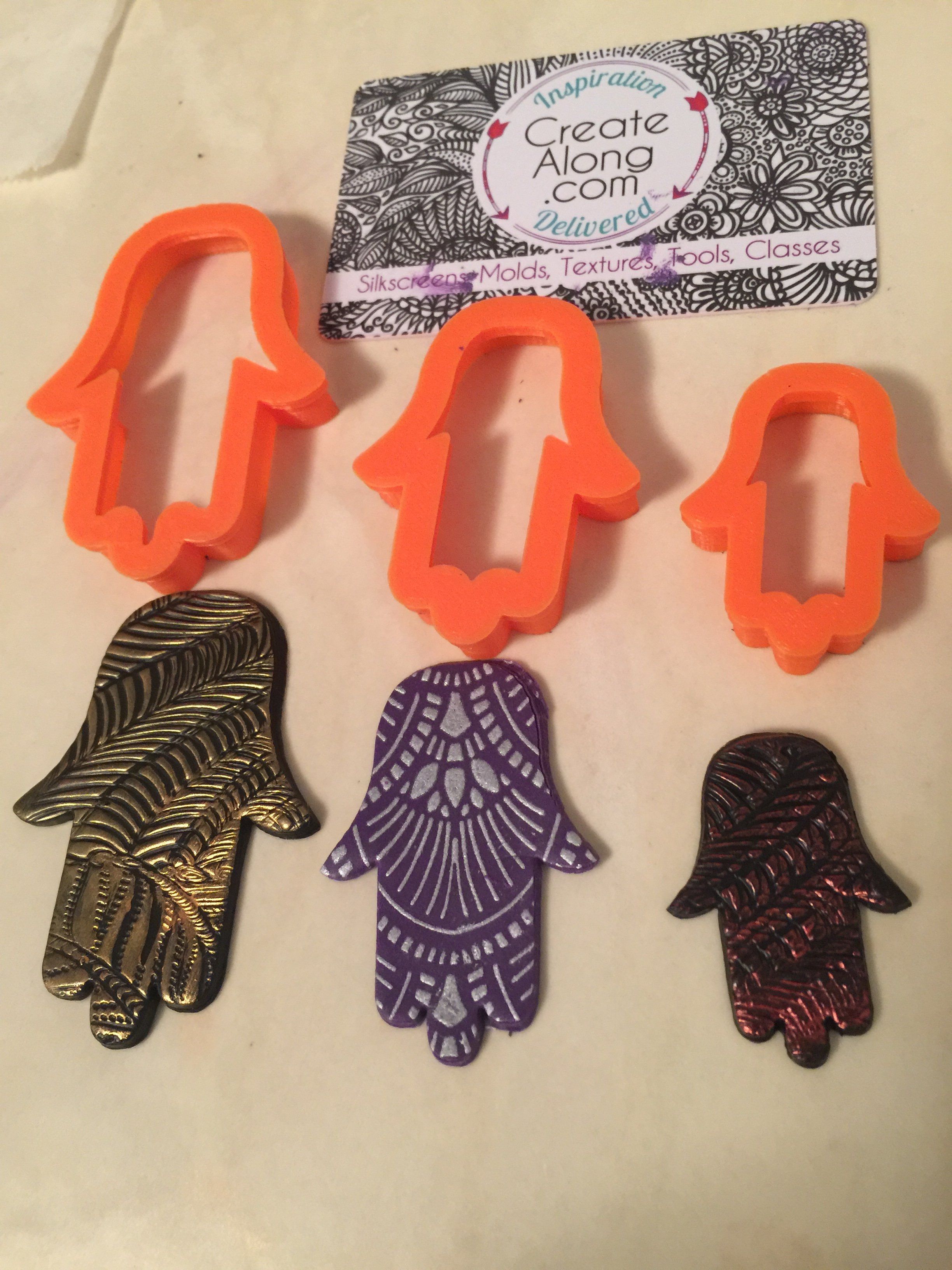 Hamsa Jewelry Sized set of 3 Hand of Fatima polymer clay Cutters