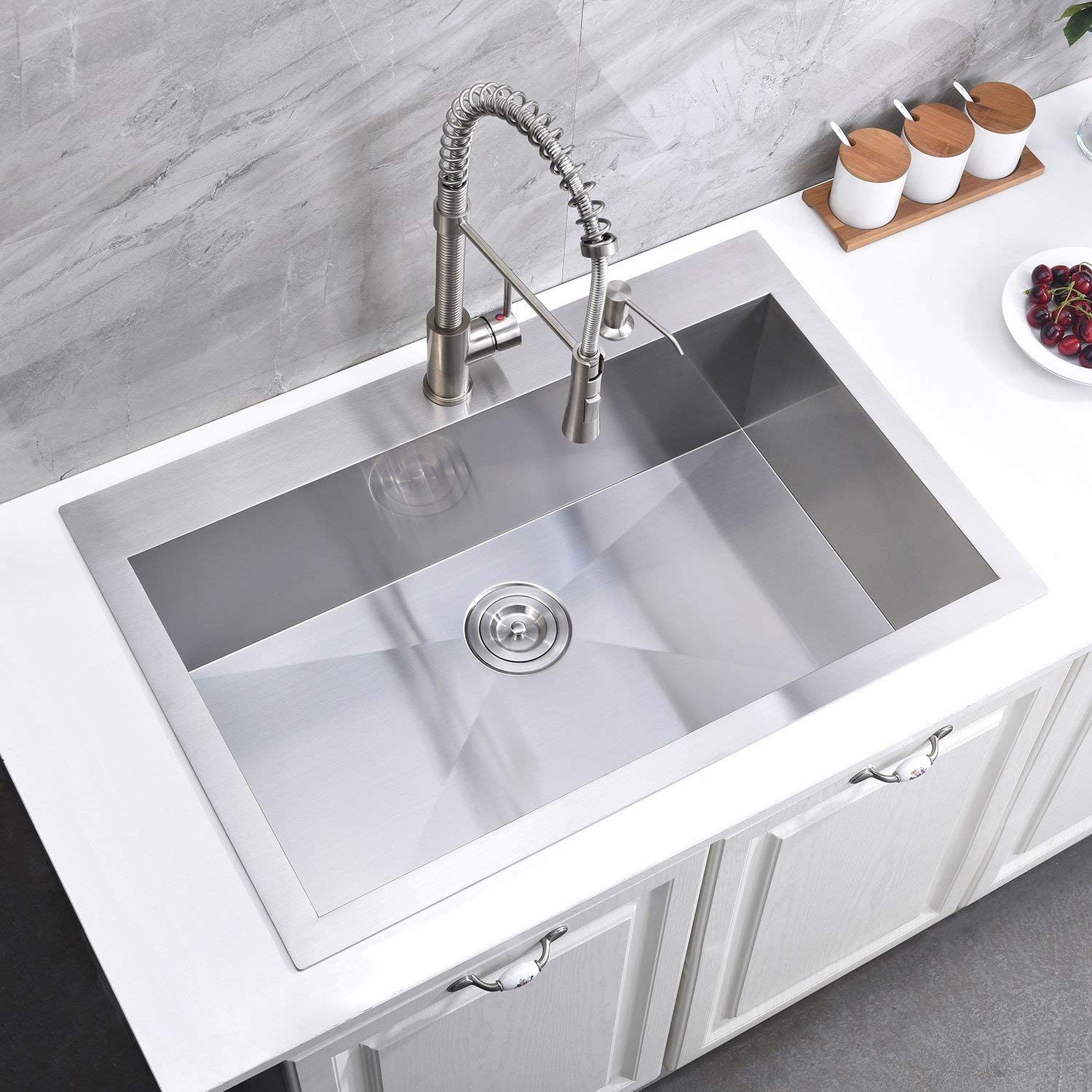 KINGO HOME 33 x 22 Inch Drop in Stainless Steel Kitchen Sink, 18 Gauge Commercial Handmade