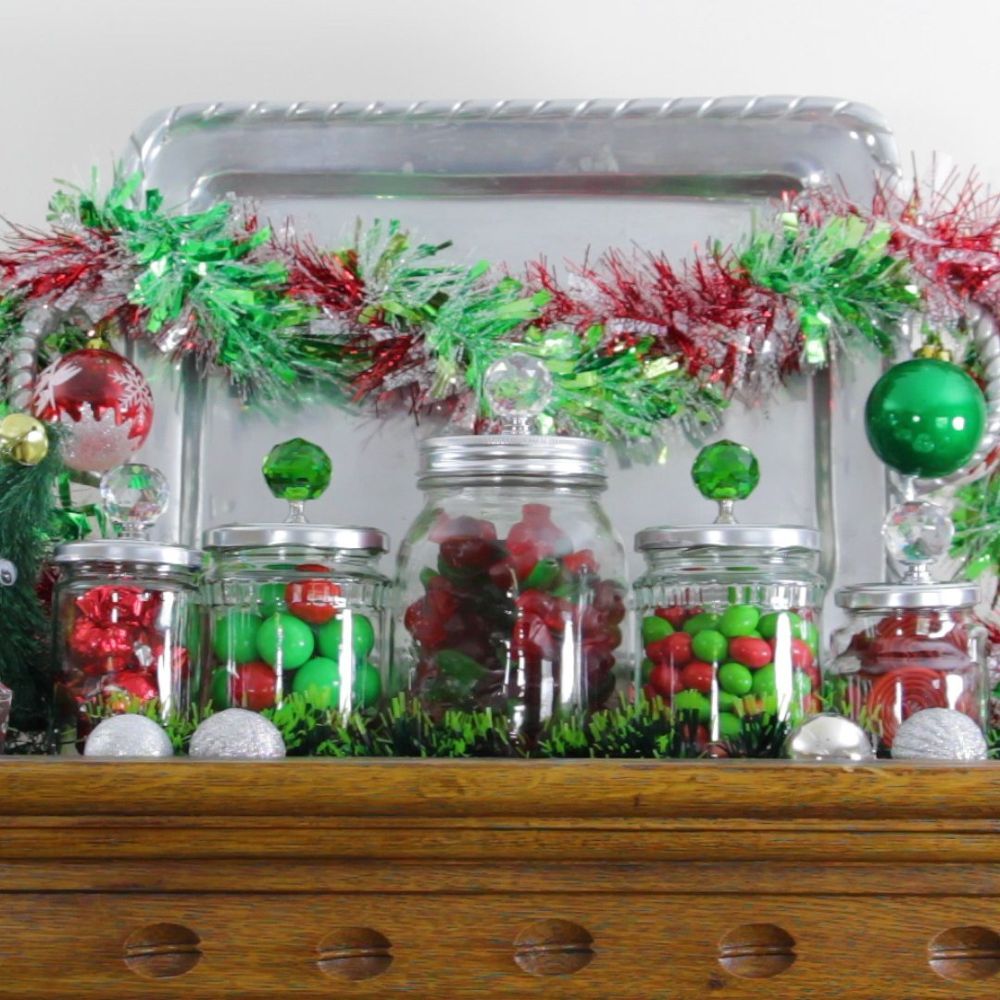 Turn Empty Jars Into Stylish Christmas Candy Jars Christmas Candy Jars Christmas Jars Mason Jars