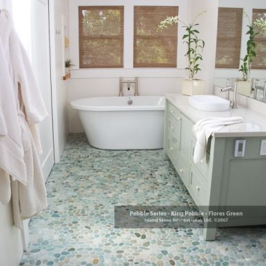 Sea Green Pebble Tile Bathrooms Pinterest Tiles Light Sea Green Pebble Tile Bathroom Floor