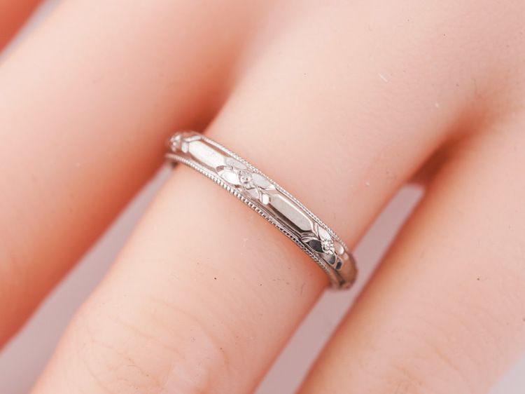 Antique Wedding Band Art Deco Fl Engraved In 14k White Gold Antique Wedding Band Art Deco Fl Engraved In 14k White Gold Minneapolis Mn