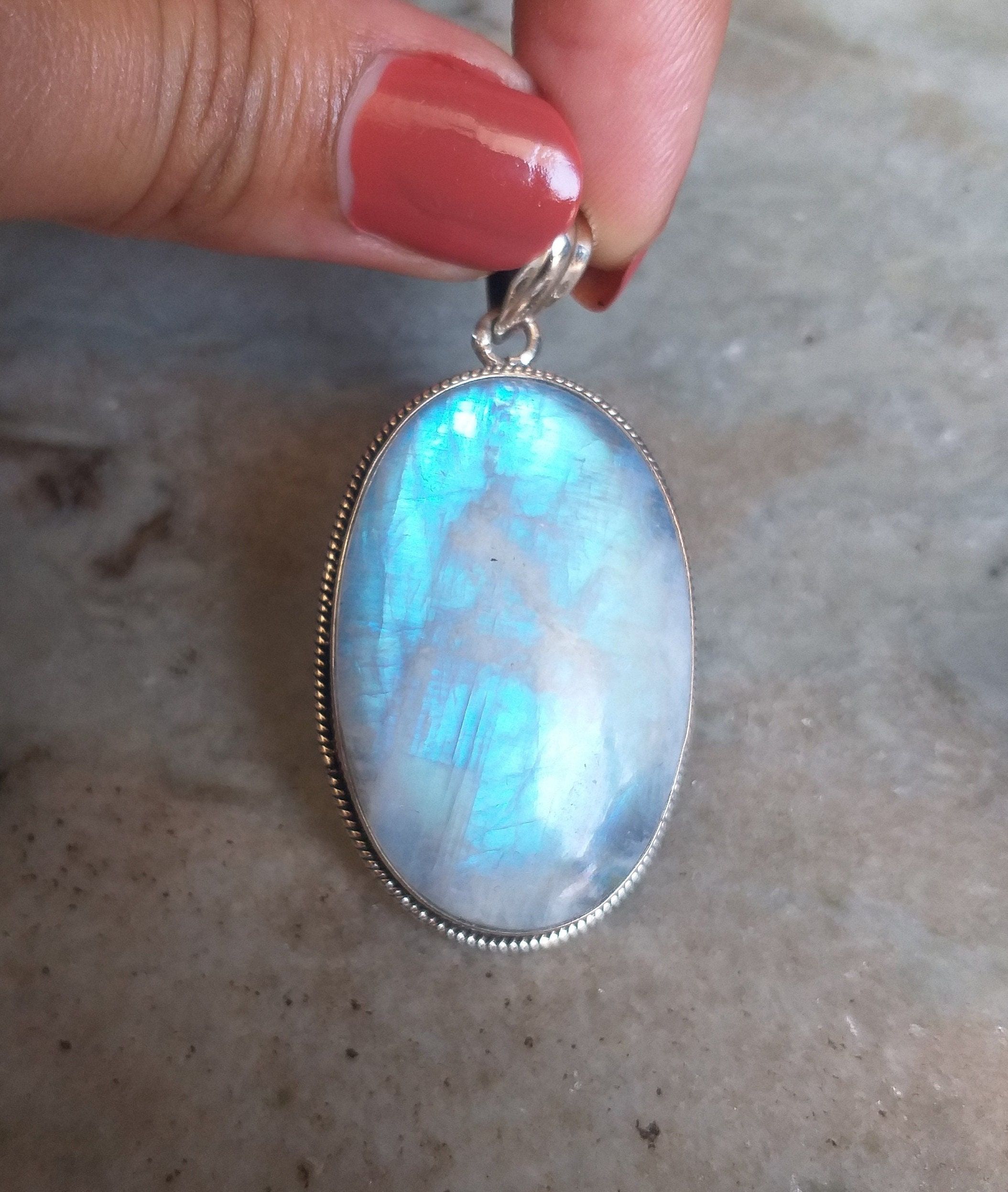Natural Moonstone Pendant, 925 Sterling Silver Pendant, June Birthstone, Blue Flash Pendant, Healing Crystal Rainbow Moonstone Jewelry Silver Pendant Handmade, Handcrafted Pendant, Unique Pendant, Handcrafted Jewelry, Sterling Silver Pendants, Rainbow Moonstone Jewelry, Moonstone Pendant, Gemstone Jewelry, Pricing Jewelry
