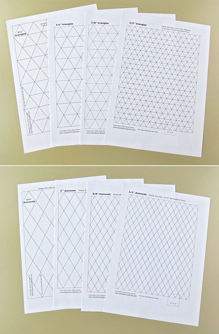 DIY Templates for English paper piecing -hexagons, diamonds, triangles