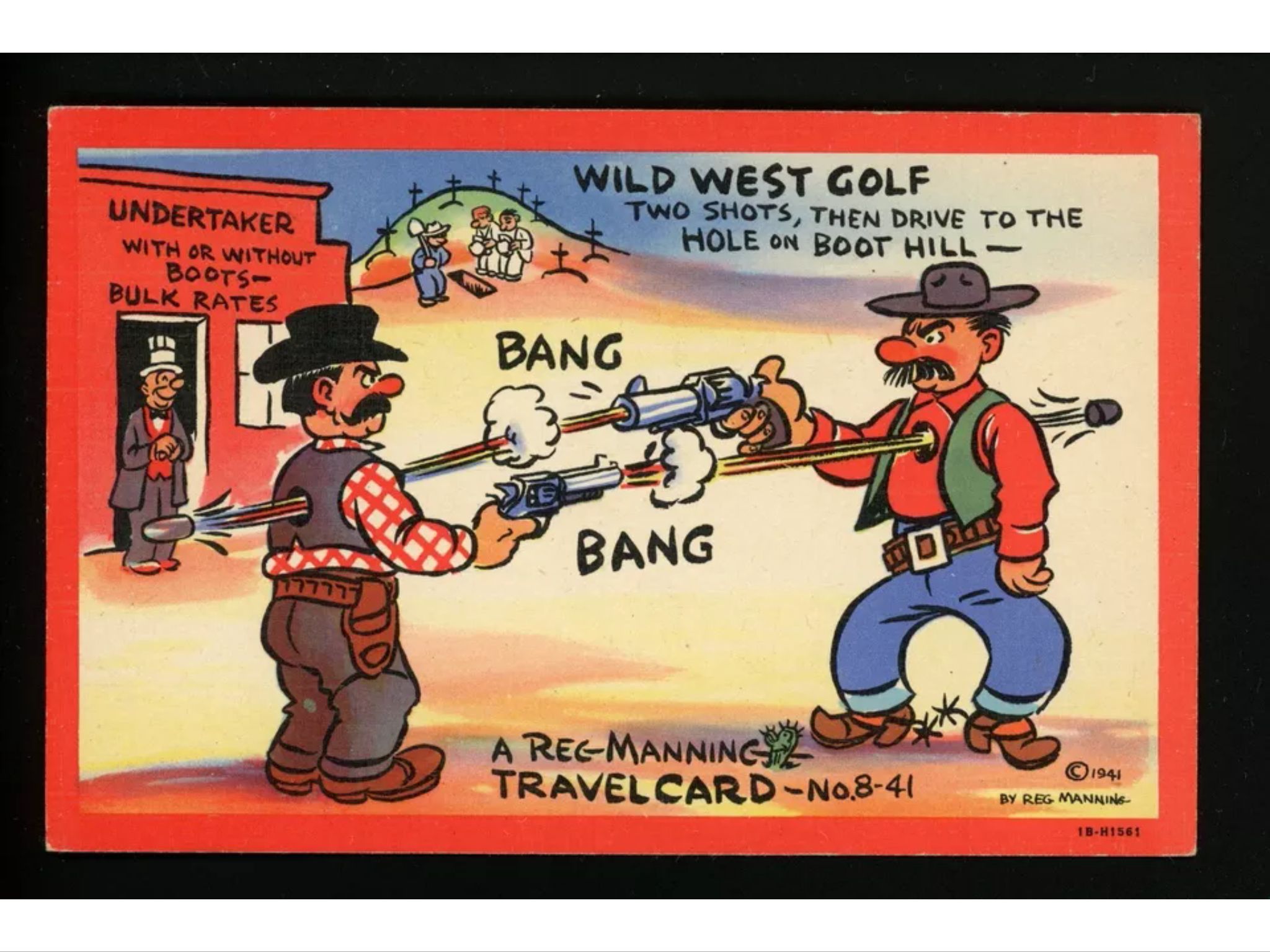 Wild West Golf Funny Postcards Wild West Postcard