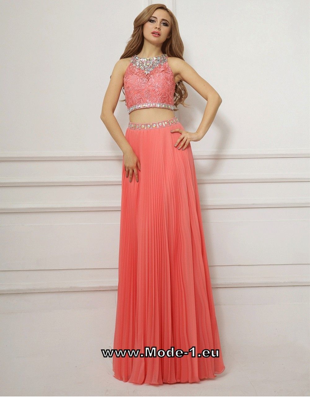 16 teiliges Abendkleid Amiah Lachs - Online & Trend Farben ✓ Must