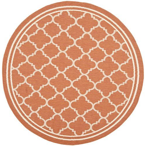 Courtyard Terracotta And Bone Round 4 Ft X Rug In Courtyard Terracotta And Bone Round 4