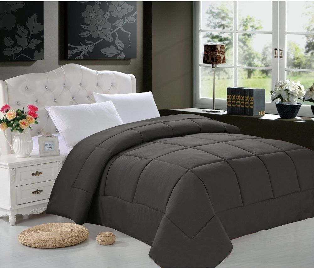 All Season Down Alternative Reversible Blanket King-Black