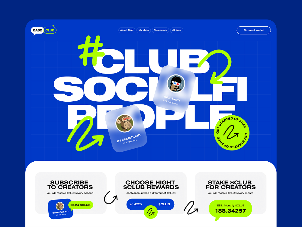 SocialFi club Landing page design - 2c0e9155dcb7435f9588ab8b9a0fb44b