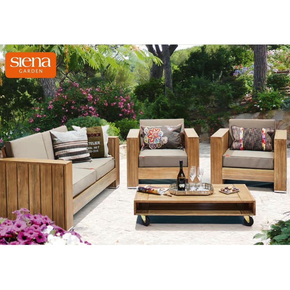 Lounge set gartengarnitur gartenmöbel halmstad möbelset holz neu in ... Terasse møbler