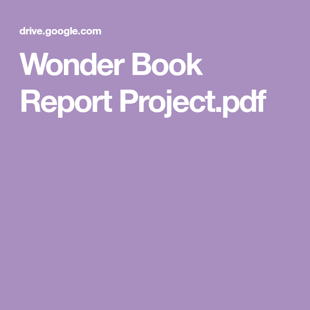 wonder book report projectpdf book report wonder book book report