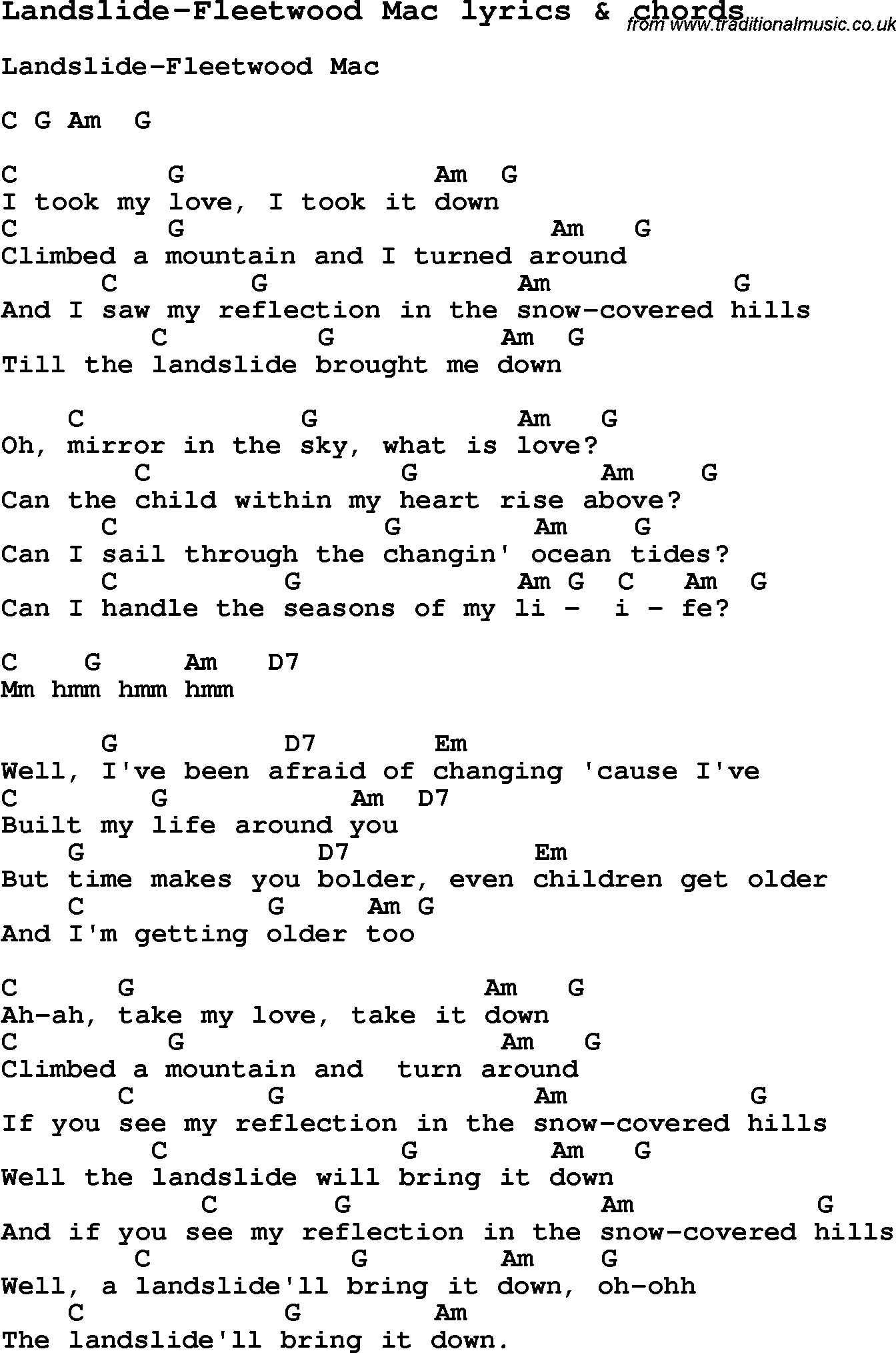 landslide lyrics