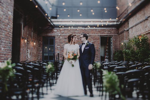 First Look Spring In Wedding The Wythe Hotel Simple Urban First Look Spring In Wedding The Wythe Hotel Simple Urban Ceremony Decor