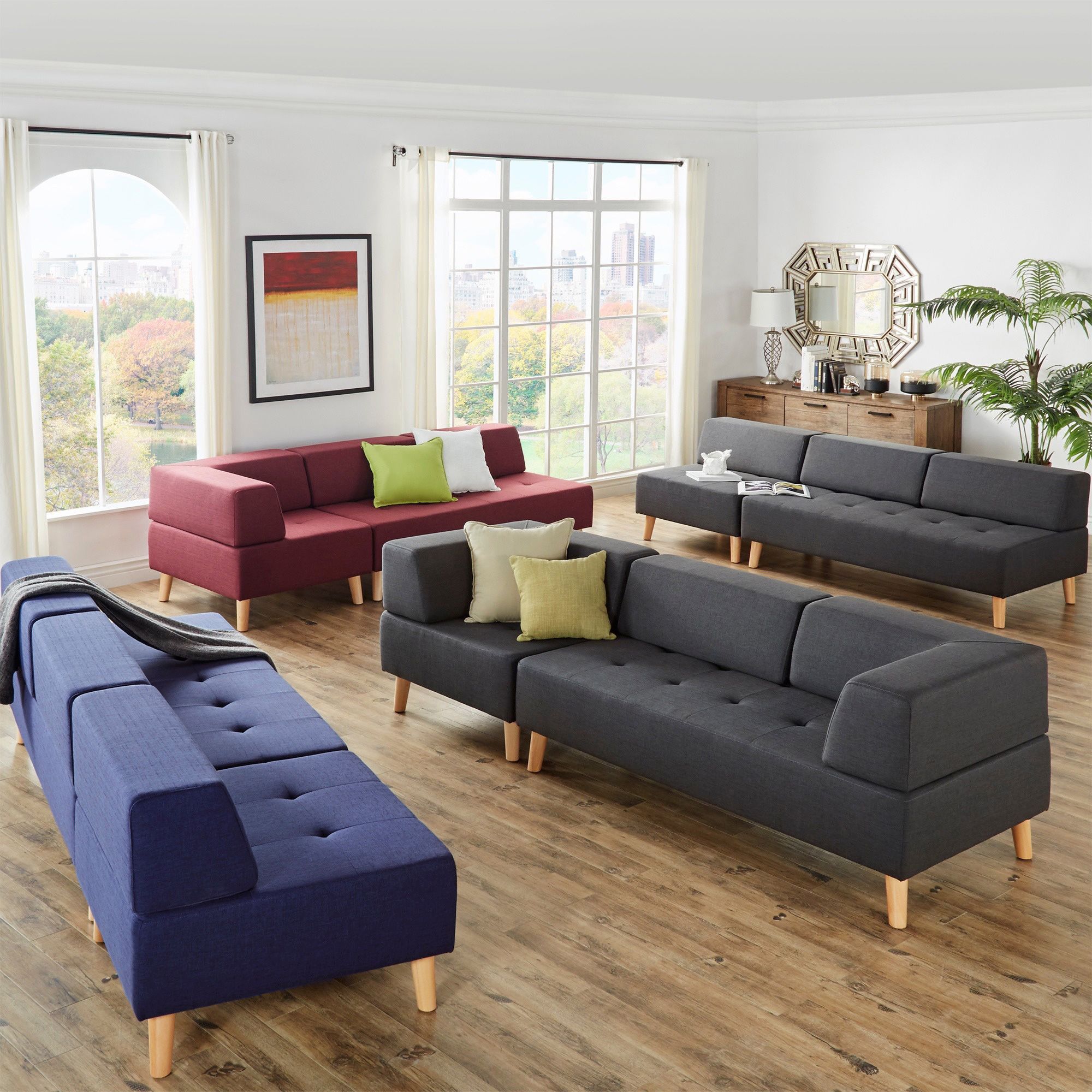 Modular Sofa With Midcentury Modern Styling Modular Sofa With Midcentury Modern Styling